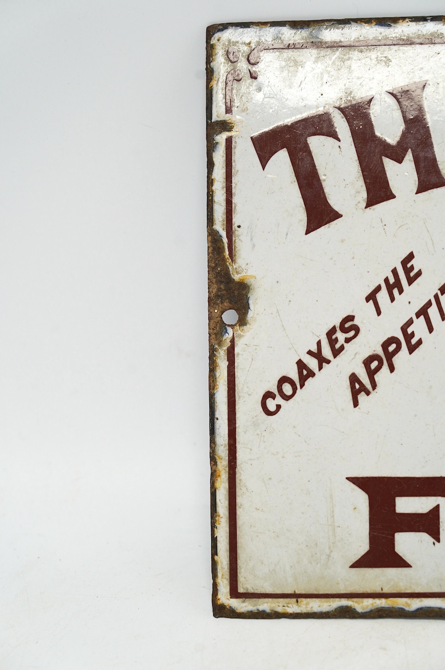 An early 20th century Thorley's Food rectangular enamel advertising sign, 30 x 20cm. Condition - poor to fair